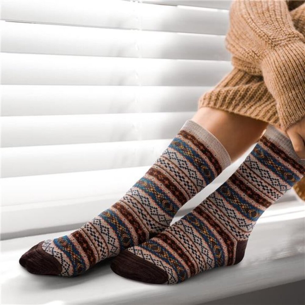 WOOL BLEND Beautiful Boho Bohemian Valentine GIFT IDEA 9 Pairs Women's Socks - Picture 6 of 8